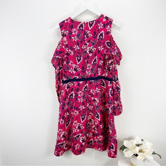 Draper James Pink Floral Cold Shoulder Silk Blend Dress Size 10 - Picture 7 of 8